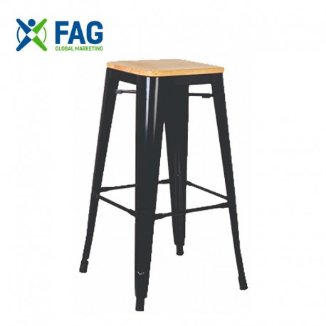 Bancos Mirto Alto con Asiento de Madera